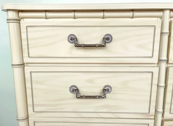Vintage Classic Faux Bamboo Nine-Drawer Triple Dresser Available to Customize
