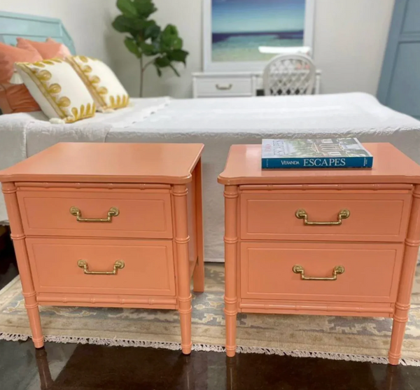 Pair of Classic Vintage Faux Bamboo Nightstands Available to Customize!!