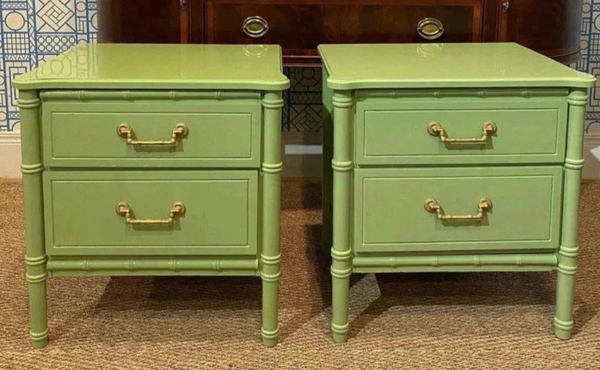 Pair of Classic Vintage Faux Bamboo Nightstands Available to Customize!!