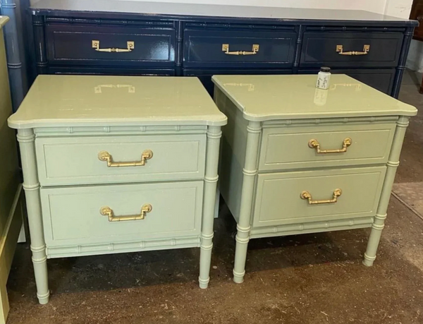 Pair of Classic Vintage Faux Bamboo Nightstands Available to Customize!!