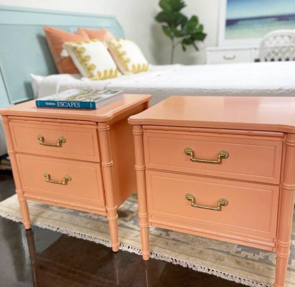 Pair of Classic Vintage Faux Bamboo Nightstands Available to Customize!!