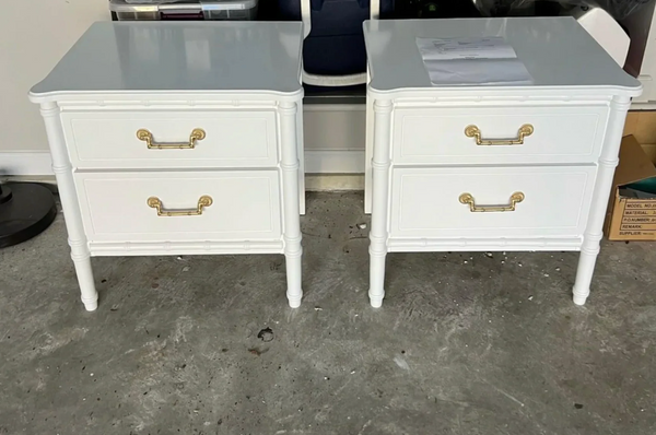 Pair of Classic Vintage Faux Bamboo Nightstands Available to Customize!!