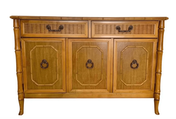 Vintage Broyhill Furniture Faux Bamboo Server Available for Custom Lacquer!! - Hibiscus House