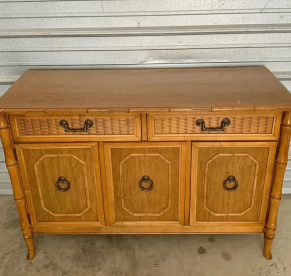 Vintage Broyhill Furniture Faux Bamboo Server Available for Custom Lacquer!! - Hibiscus House