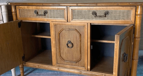 Vintage Broyhill Furniture Faux Bamboo Server Available for Custom Lacquer!! - Hibiscus House