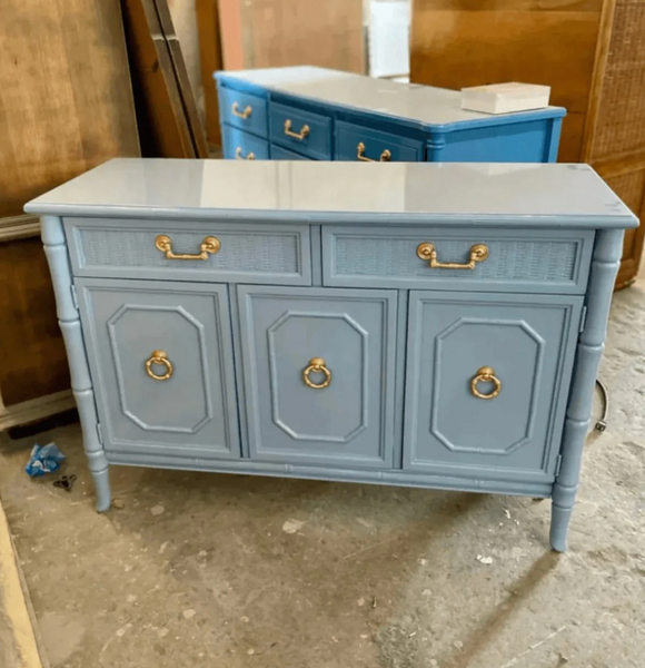 Vintage Broyhill Furniture Faux Bamboo Server Available for Custom Lacquer!! - Hibiscus House