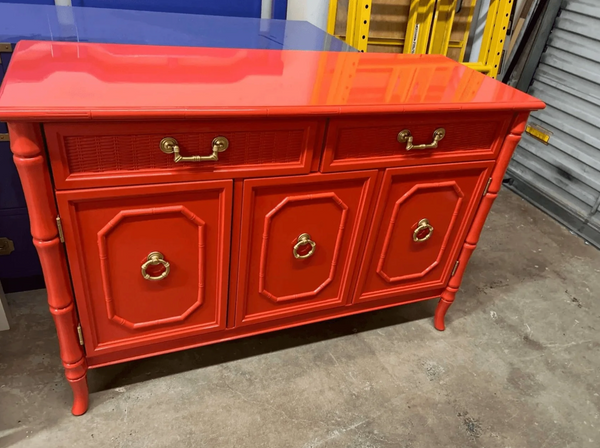 Vintage Broyhill Furniture Faux Bamboo Server Available for Custom Lacquer!! - Hibiscus House