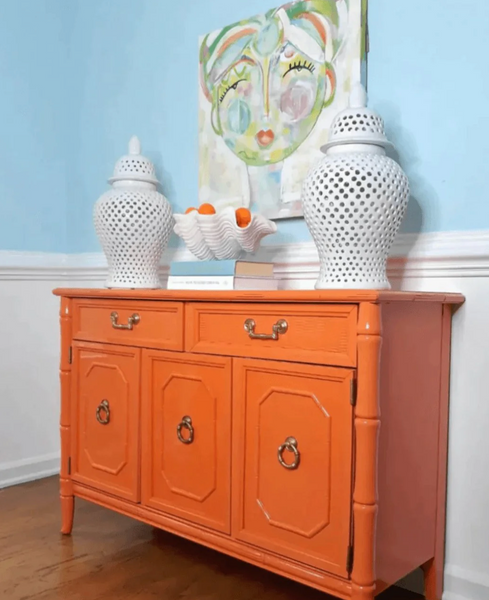 Vintage Broyhill Furniture Faux Bamboo Server Available for Custom Lacquer!! - Hibiscus House