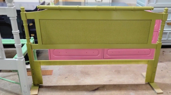 Pair of Vintage Classic Faux Bamboo Pagoda Queen/Full Headboard Ready to Lacquer
