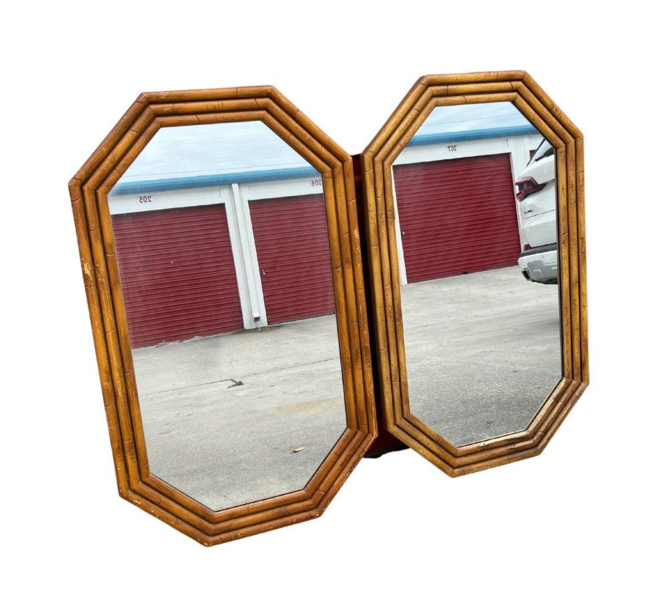 Vintage Pair of Lea Furniture Faux Bamboo Mirrors Available for Custom Lacquer!