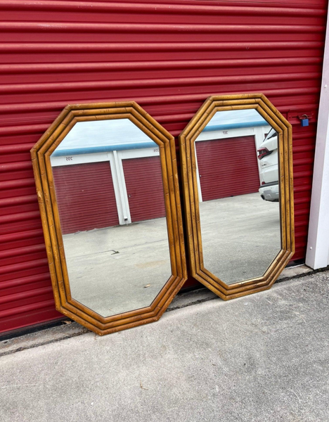 Vintage Pair of Lea Furniture Faux Bamboo Mirrors Available for Custom Lacquer!