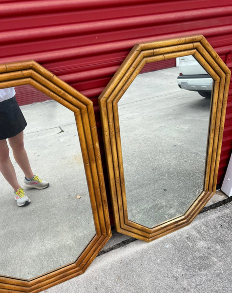 Vintage Pair of Lea Furniture Faux Bamboo Mirrors Available for Custom Lacquer!