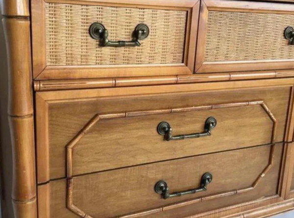 Vintage Broyhill Seven-Drawer Faux Bamboo Dresser Available to Customize!!