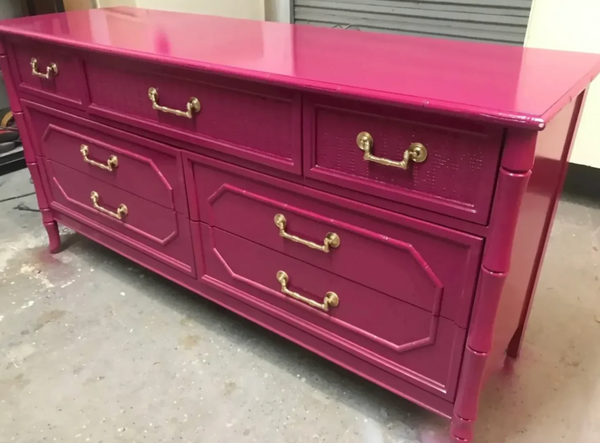 Vintage Broyhill Seven-Drawer Faux Bamboo Dresser Available to Customize!!