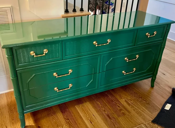 Vintage Broyhill Seven-Drawer Faux Bamboo Dresser Available to Customize!!