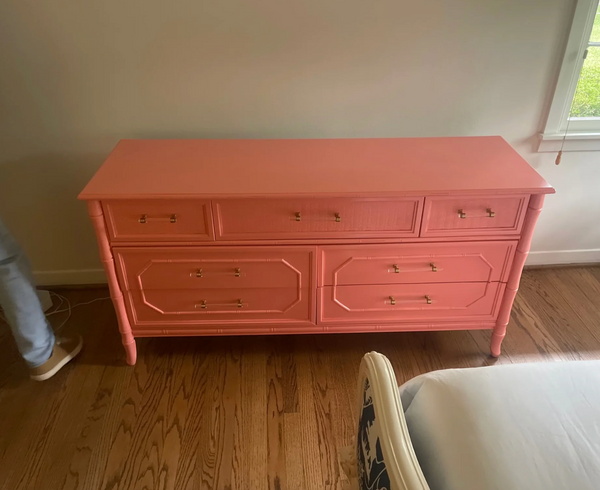 Vintage Broyhill Seven-Drawer Faux Bamboo Dresser Available to Customize!!