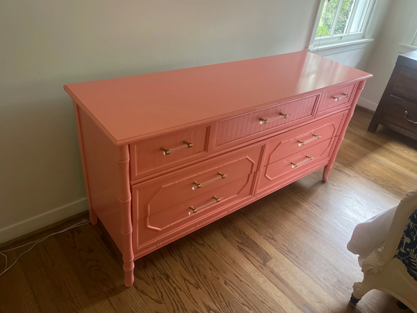 Vintage Broyhill Seven-Drawer Faux Bamboo Dresser Available to Customize!!