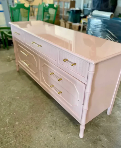 Vintage Broyhill Seven-Drawer Faux Bamboo Dresser Available to Customize!!