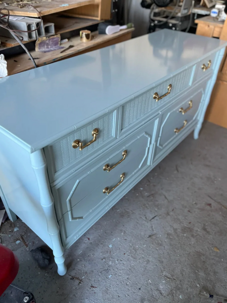 Vintage Broyhill Seven-Drawer Faux Bamboo Dresser Available to Customize!!