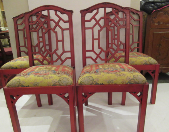 Vintage Hickory Chair Chippendale Chairs (set of four) with Arms Available for Custom Lacquer!