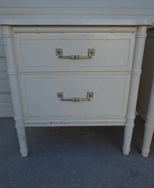Vintage Classic Single Faux Bamboo Nightstand Available for Custom Lacquer!! - Hibiscus House
