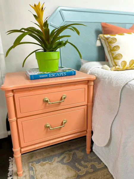 Vintage Classic Single Faux Bamboo Nightstand Available for Custom Lacquer!! - Hibiscus House