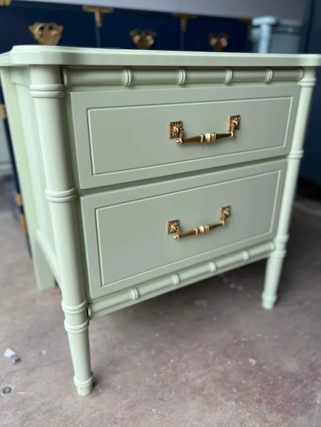 Vintage Classic Single Faux Bamboo Nightstand Available for Custom Lacquer!! - Hibiscus House