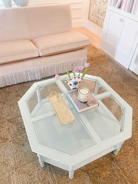 Vintage Mersman Bamboo Octagonal Beveled Glass Coffee Table Available for Lacquer! - Hibiscus House