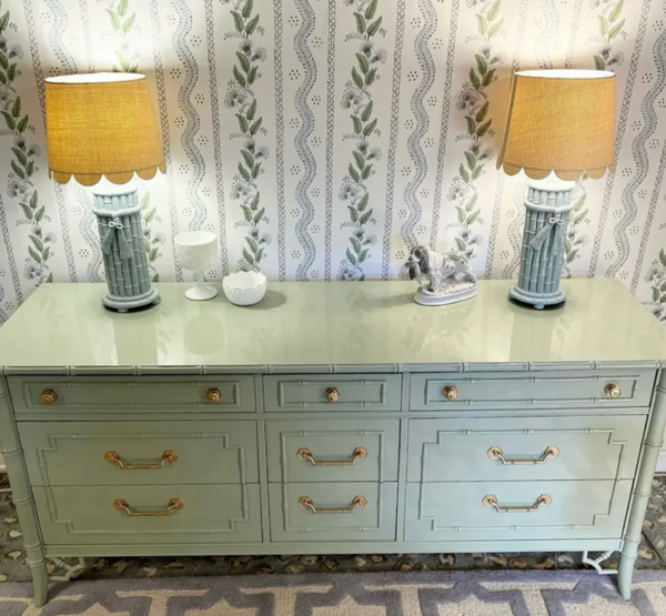 Vintage Thomasville Allegro Collection Faux Bamboo Nine Drawer Dresser Available to Customize!
