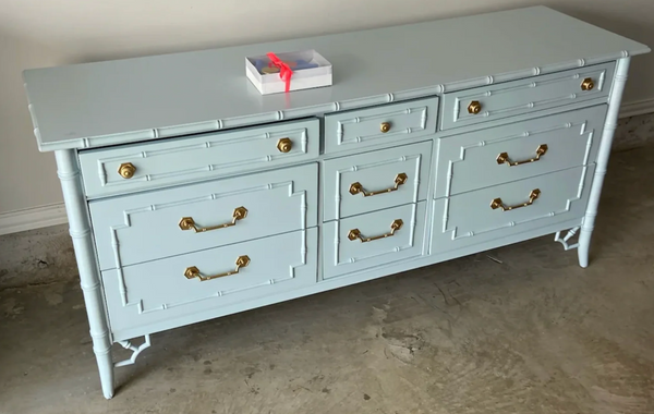 Vintage Thomasville Allegro Collection Faux Bamboo Nine Drawer Dresser Available to Customize!