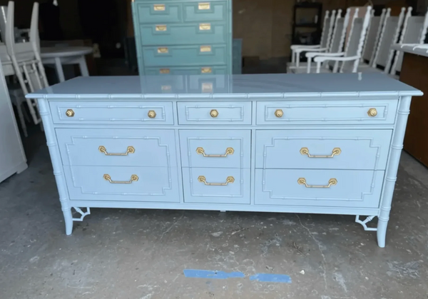 Vintage Thomasville Allegro Collection Faux Bamboo Nine Drawer Dresser Available to Customize!