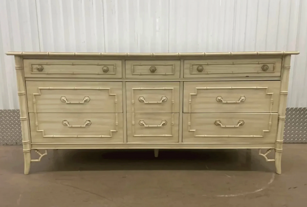 Vintage Thomasville Allegro Collection Faux Bamboo Nine Drawer Dresser Available to Customize!