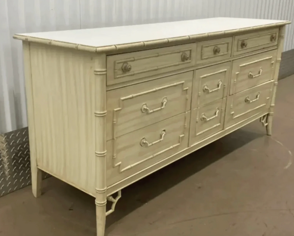 Vintage Thomasville Allegro Collection Faux Bamboo Nine Drawer Dresser Available to Customize!