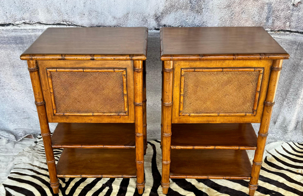 All Wood Tommy Bahama Bamboo End Table Pair Available for Custom Lacquer!