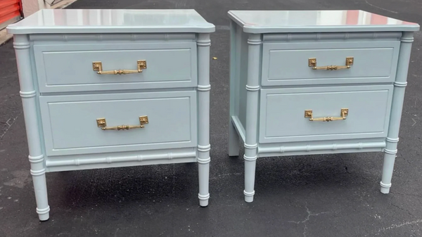 Vintage Pair of Classic Faux Bamboo Nightstands Available to Customize!