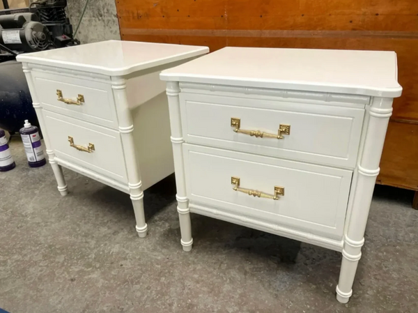 Vintage Pair of Classic Faux Bamboo Nightstands Available to Customize!