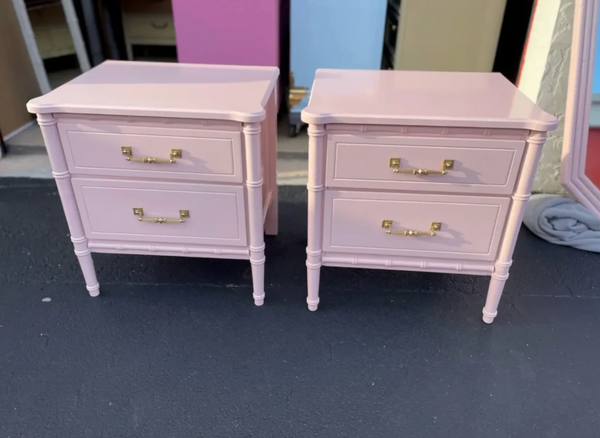 Vintage Pair of Classic Faux Bamboo Nightstands Available to Customize!