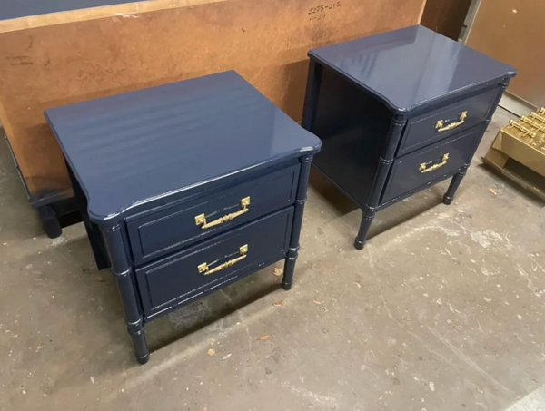 Vintage Pair of Classic Faux Bamboo Nightstands Available to Customize!