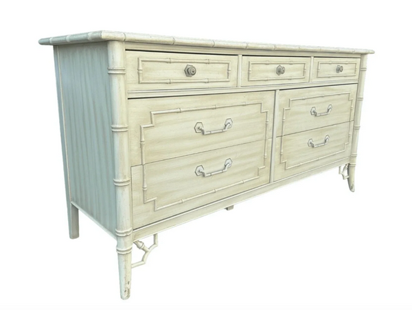 Vintage Faux Bamboo Thomasville Allegro Seven-Drawer Dresser Available for Custom Lacquer!! - Hibiscus House