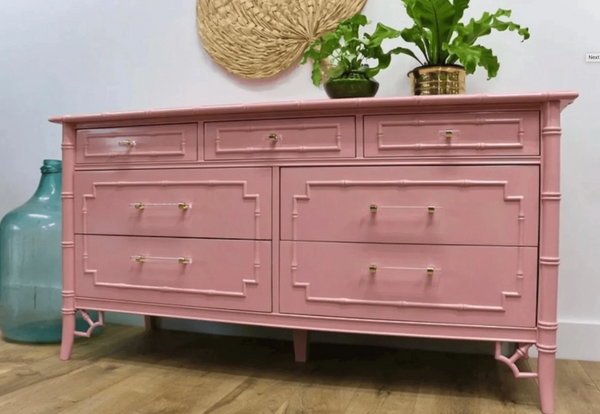 Vintage Faux Bamboo Thomasville Allegro Seven-Drawer Dresser Available for Custom Lacquer!! - Hibiscus House