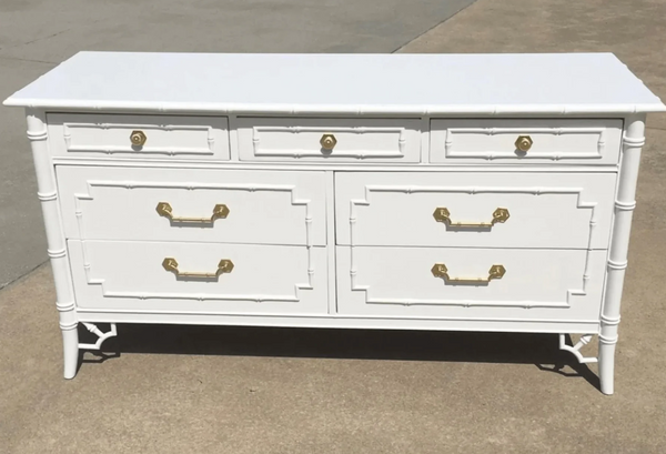 Vintage Faux Bamboo Thomasville Allegro Seven-Drawer Dresser Available for Custom Lacquer!! - Hibiscus House