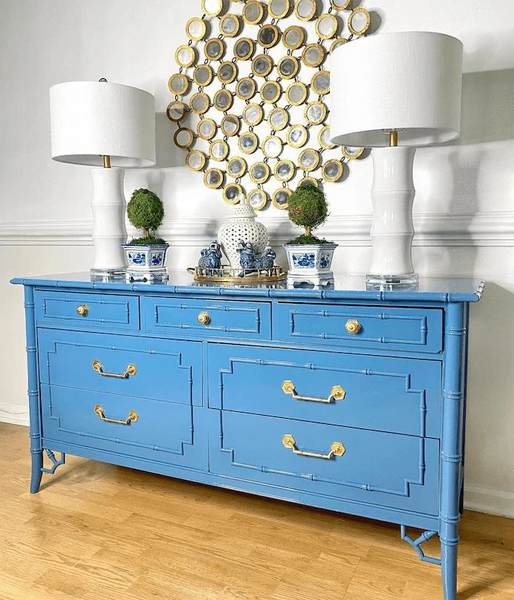 Vintage Faux Bamboo Thomasville Allegro Seven-Drawer Dresser Available for Custom Lacquer!! - Hibiscus House