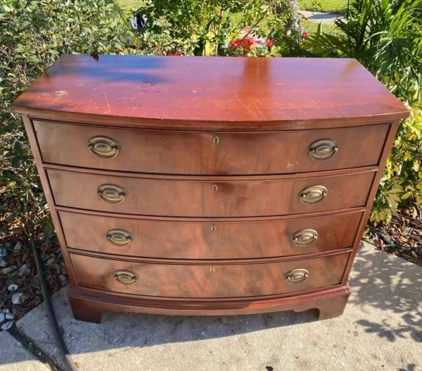 Gorgeous Vintage Ethan Allen Bow Front Traditional Style Chest Available for Custom Lacquer! - Hibiscus House