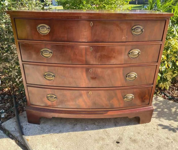 Gorgeous Vintage Ethan Allen Bow Front Traditional Style Chest Available for Custom Lacquer! - Hibiscus House