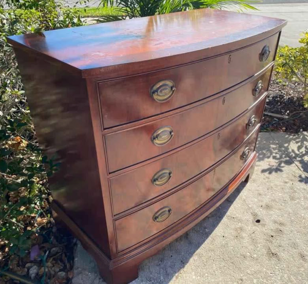 Gorgeous Vintage Ethan Allen Bow Front Traditional Style Chest Available for Custom Lacquer! - Hibiscus House