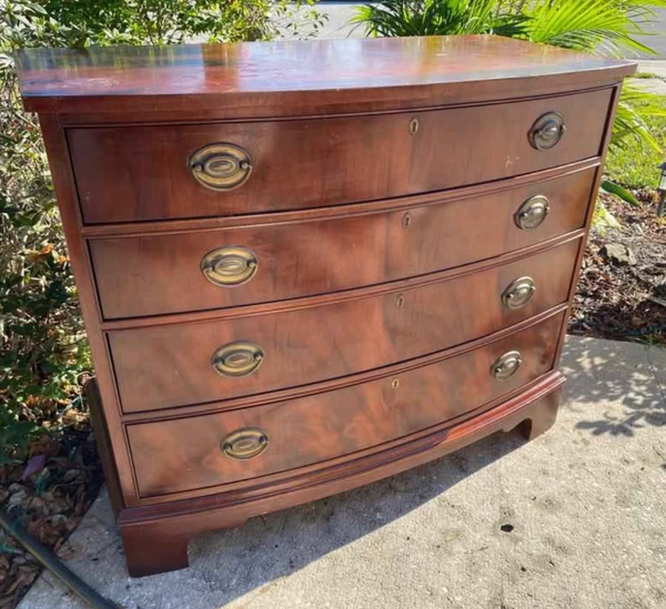 Gorgeous Vintage Ethan Allen Bow Front Traditional Style Chest Available for Custom Lacquer! - Hibiscus House