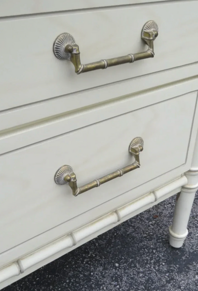 Classic Vintage Faux Bamboo Straight Hardware Nightstand Available for Custom Lacquer! - Hibiscus House