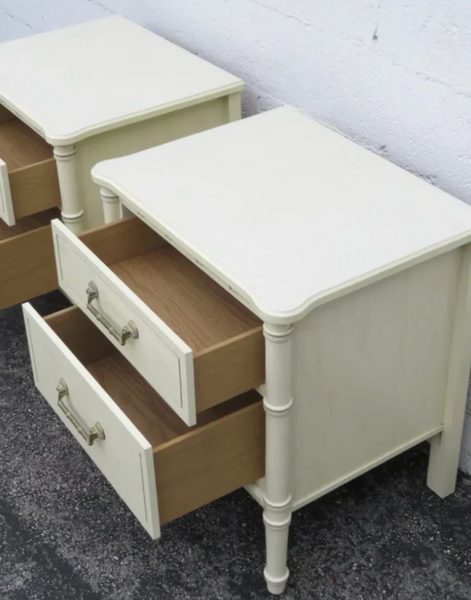 Classic Vintage Faux Bamboo Straight Hardware Nightstand Available for Custom Lacquer! - Hibiscus House