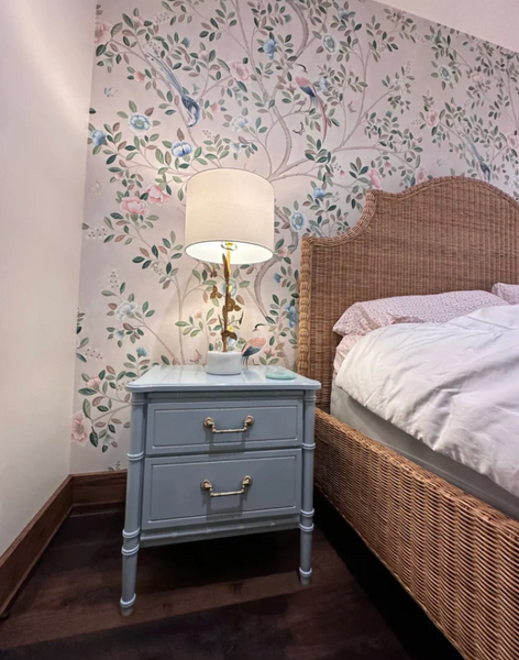 Classic Vintage Faux Bamboo Straight Hardware Nightstand Available for Custom Lacquer! - Hibiscus House