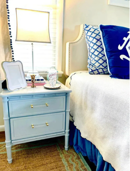 Classic Vintage Faux Bamboo Straight Hardware Nightstand Available for Custom Lacquer! - Hibiscus House